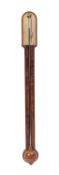 An early 20th century mahogany stick barometer, maker Worthington ,London with arched top,