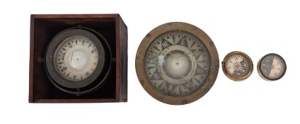 A brass cased 6 inch liquid filled compass, maker Henry Browne & Son Ltd, London,