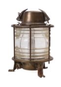 A Dutch brass end of pier lamp.