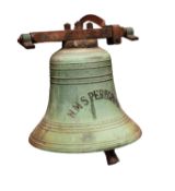 A WWI cast bronze ship's bell from the Royal Navy M-Class Destroyer HMS 'Peregrine'.