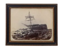 G. H. Barton, (19th century British) A sepia photograph of a shipwrecked clipper, vessel unknown