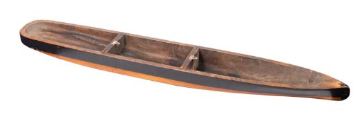 An early 20th Century carved pine model of a twin screw launch.