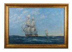 Neil Foggo (British, Contemporary) - Hermione pursued by HMS Sirius
