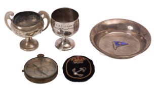 A George V circular silver and enamel Royal Western Yacht Club pin tray, maker William Base & Sons,