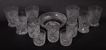 A suite of eleven drinking glasses from the 7th Earl Fitzwilliam's Motor Yacht 'Ceto',