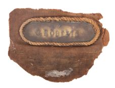 A late 19th century brass sailor's nameplate for 'C Roberts',