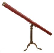 A 19th Century mahogany and brass 3' refracting telescope.