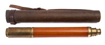 A late 19th century mahogany and brass single draw 'Day or Night' telescope, maker 'Dolland London',