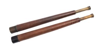 A leather and brass single draw telescope, maker Negretti & Zambra, London, 89cm extended,
