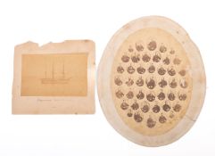 A 19th century sepia photograph of the Royal Navy 91-gun first rate HMS 'Agamemnon',