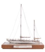 A silver presentation model of Chay Blyth's yacht 'Great Britain II', presented to Frank Allen,
