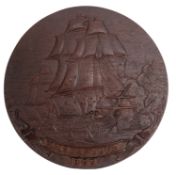 An early 20th century dockyard carved unofficial tompion pattern for HMS 'Neptune',