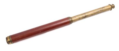 A 19th century mahogany and brass singe draw 'Day or Night' telescope, maker Isaac Aaron's & Son,