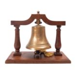 A mid 20th Century brass bell, metal taken from HMS Tiger 1916.