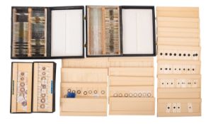 Six boxes of microscope slides, comprising Freshwater algae, marine organisms etc,