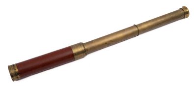 A 19th century mahogany and brass three draw telescope, maker Stebbing, Portsmouth,