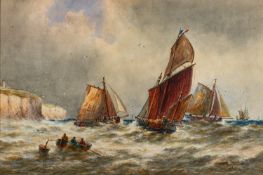 Thomas Bush Hardy (1842-1897). 'Fishing Boats off Bamburgh Castle'