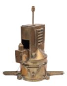 A ship's brass two-way compass case converted to a lamp with lamp box, shades and flinders bars,
