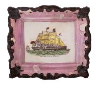 A late 19th century Sunderland lustre rectangular wall plaque,