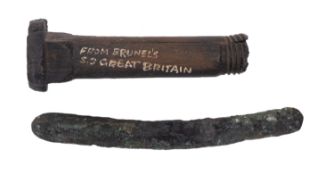 An Iron bolt inscribed 'From Brunel's SS Great Britain', 11.