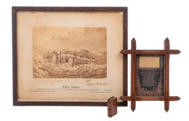 A Victorian oak framed memorial for the Royal Navy warship HMS 'Captain',