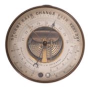 An early 20th century brass aneroid barometer for 'Charles J Gaupp & Co, Hong Kong',
