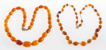 Two 'amber type' bead necklaces,