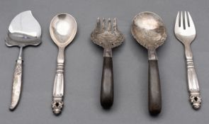 A pair of Danish silver salad servers by Georg Jensen, marked .925.