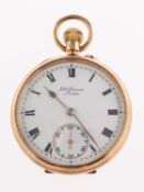 J W Benson a 9ct gold open-faced pocket watch