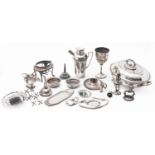 A mixed group of silver plate including; a large oval entree dish, stand,