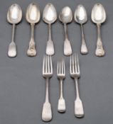 A mixed group of silver flatware;