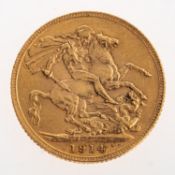 A full sovereign, a George V 1914 full sovereign, 7.9grams.