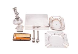 A mixed group of silver including; a silver cigarette casket, by Roberts & Dore Ltd,
