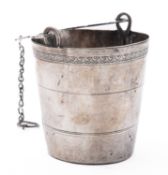 A late 19th century silver wine tap bucket, probably Italian after 1872, of inverted tapering form,