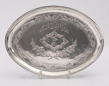 A George III silver tea pot stand by Henry Chawner, London 1787, of oval form,