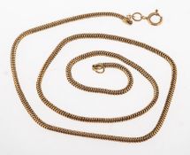 A snake chain, UK hallmark for 375, (9ct) to jump ring, length approx. 41.0cm, 6.3grams.