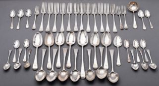 A matched canteen of Old English pattern flatware including;
