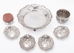 A mixed group of silver including; a Victorian tumbler cup by George Emmerton, London 1894,