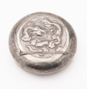A late 19th century Chinese export silver squeeze tobacco box, possibly Jian Ji,