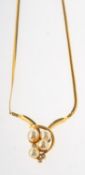 A pearl and diamond necklace,