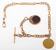 A watch chain with a George III sovereign and fob,