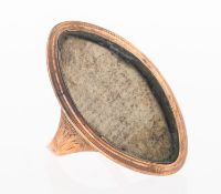 A Georgian mourning ring, a marquise-shaped mourning ring with front keepsake compartment,