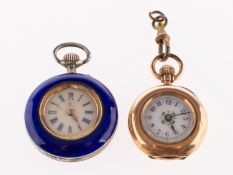 A 14k gold fob watch having a Swiss bar cylinder movement,