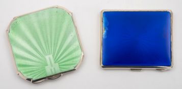 A silver and enamel cigarette case by Cohen & Charles, London 1931, of square shape,