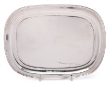An Edward VIII silver salver by J W Benson Ltd, London 1936, of rounded rectangular form,