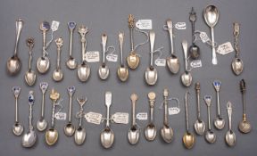 A mixed group of commemorative silver spoons including; six Indian silver coffee spoons,