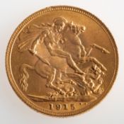 A full sovereign, George V 1915, 8.1grams.