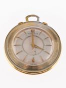 Jaeger-LeCoultre travel watch the round silvered dial with raised baton and Arabic numerals,