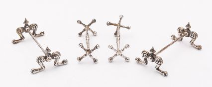 A pair of Edward VII silver knife rests by Hamilton & Inches, Birmingham 1901,