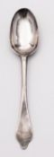 A Queen Anne silver Dog Nose silver spoon by Henry Greene, London, date letter rubbed out,